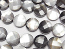 [Video] Black Shell (Black-lip Oyster) AAA Faceted Coin 10x10x4mm Half or 1-Strand Beads (approx. 15 inches/38 cm)