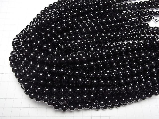 Quartz Morion de Russie AAA, rond 8 mm, un demi-fil ou un fil (environ 36 cm/15 pouces)