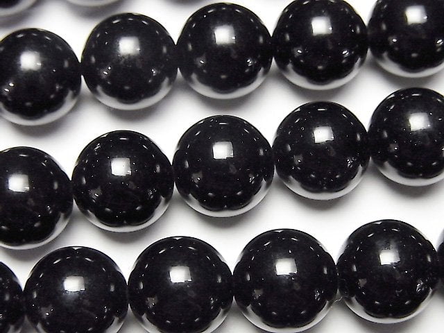 Black Crystal (Morion), Round Gemstone Beads