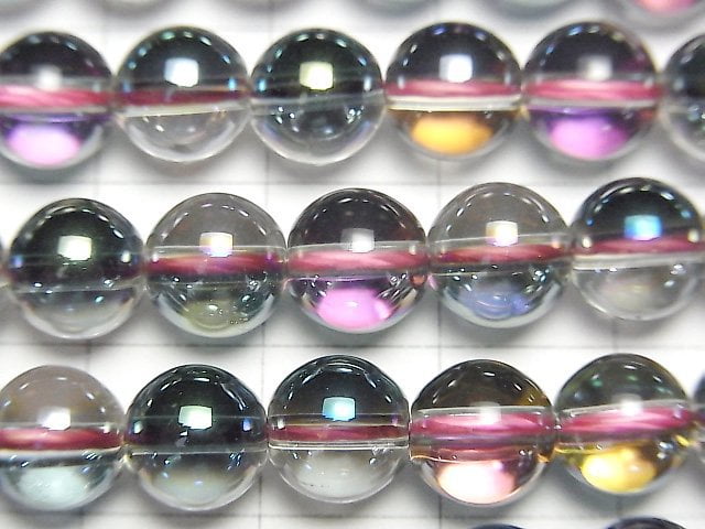 [Video] Multicolor Flash Crystal Round 8mm half or 1strand beads (aprx.15inch/38cm)