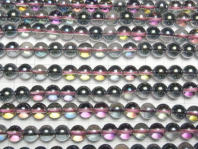 [Video] Multicolor Flash Crystal Round 8mm half or 1strand beads (aprx.15inch/38cm)