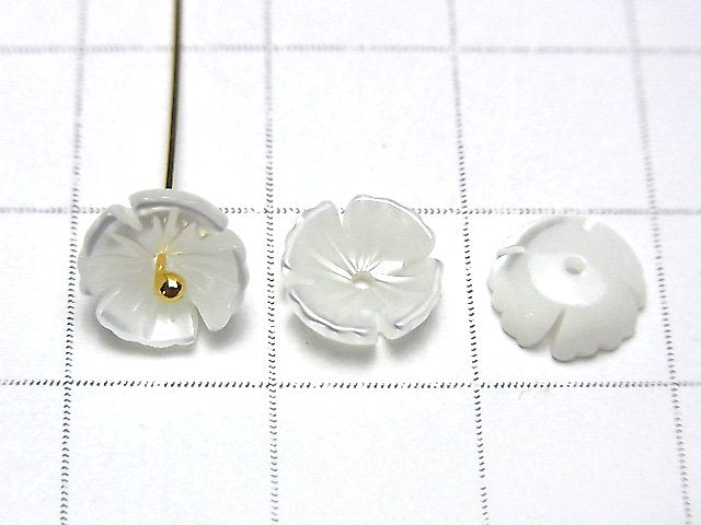 [Video] High quality White Shell (Silver-lip Oyster) AAA Stereoscopic Flower [6 mm] [8 mm] [10 mm] Center hole 4 pcs $3.19