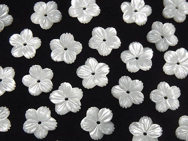 [Video] High-Quality White Shell (Silver-lip Oyster) AAA Flower (5pcs) [6mm][8mm][10mm][15mm] Center Hole 4pcs