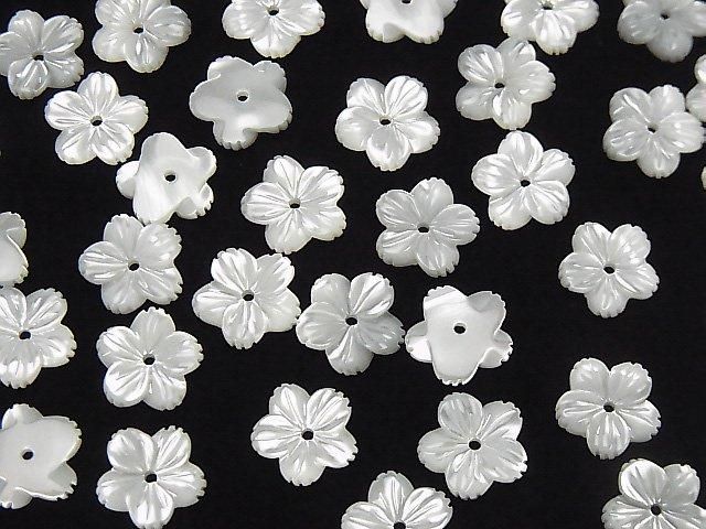 [Video] High-Quality White Shell (Silver-lip Oyster) AAA Flower (5pcs) [6mm][8mm][10mm][15mm] Center Hole 4pcs