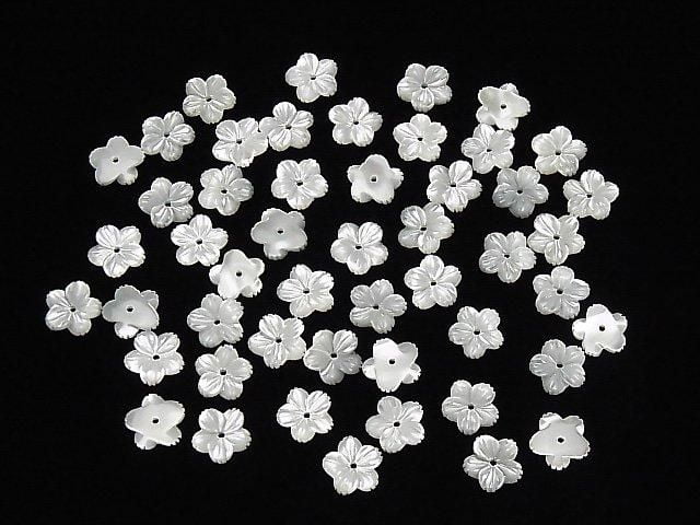 [Video] High-Quality White Shell (Silver-lip Oyster) AAA Flower (5pcs) [6mm][8mm][10mm][15mm] Center Hole 4pcs