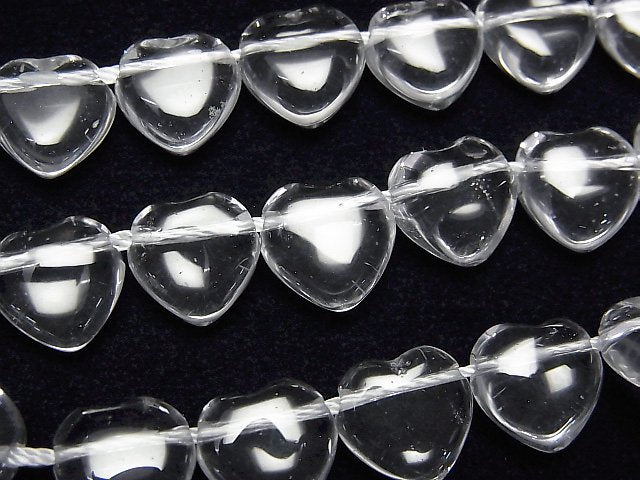 Crystal Quartz, Heart Gemstone Beads