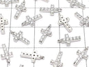 Metal CZ Charm Cross 10x5mm [Clear] Silver Color 2pcs