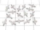 Metal CZ Charm Cross 10x5mm [Clear] Silver Color 2pcs