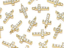 Metal parts CZ charm Cross 10x5mm [Clear] Gold color 2pcs