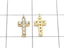 Metal parts CZ charm Cross 10x5mm [Clear] Gold color 2pcs