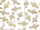 Metal parts CZ charm Cross 10x5mm [Clear] Gold color 2pcs