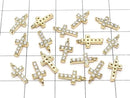 Metal parts CZ charm Cross 10x5mm [Clear] Gold color 2pcs