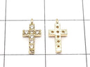 Metal Parts Charm with CZ Cross 10 x 5 mm [champagne] gold color 2 pcs