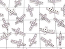 Metal Parts Charm with CZ Cross 10 x 5 mm [Pink] Silver Color 2 pcs $2.79