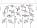 Metal Parts Charm with CZ Cross 10 x 5 mm [Pink] Silver Color 2 pcs $2.79