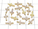 Metal Parts Charm with CZ Cross 10 x 5 mm [Pink] Gold Color 2 pcs