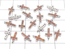 Metal Parts Charm with CZ Cross10 x 5 mm [Garnet] Silver Color 2 pcs
