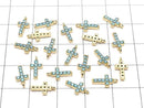 Metal CZ Charm Cross 10x5mm [Sky Blue] Gold Color 2-Piece Set