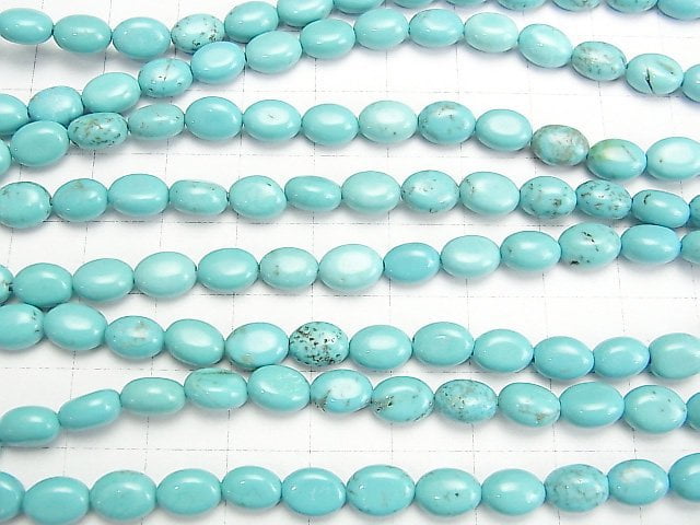 [Video] Magnesite Turquoise Oval 8x6x3mm 1strand beads (aprx.15inch / 37cm)