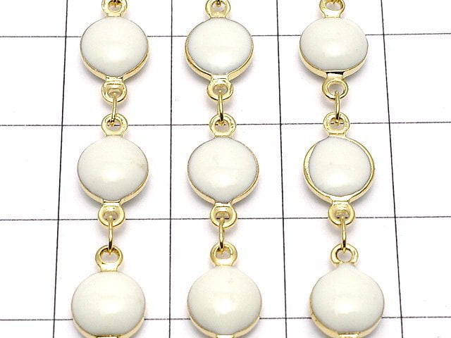 Metal parts Enamel chain [gold x white] 20cm