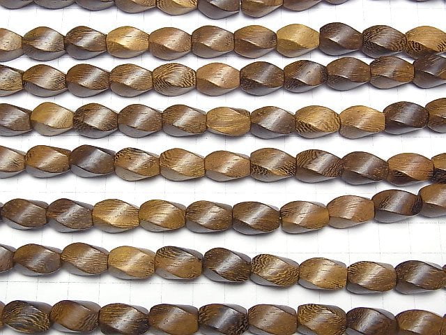 Wood Beads  Rice 4Faceted Faceted Twist 15x9x9mm 1strand beads (aprx.15inch/38cm)