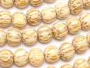 Wood Beads Semi Round 8mm White 1strand beads (aprx.15inch/38cm)