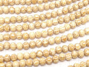 Wood Beads Semi Round 8mm White 1strand beads (aprx.15inch/38cm)