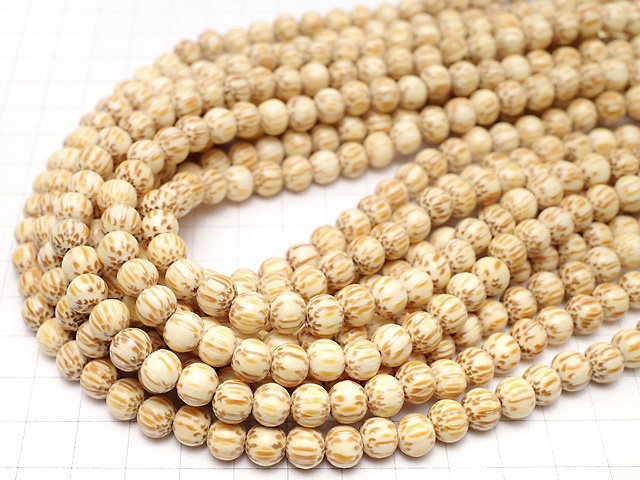 Wood Beads Round 7-8mm White 1strand beads (aprx.15inch / 38cm)