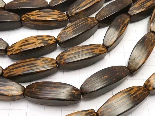 棕櫚木（椰子樹）四切面米珠 30x10x10公釐 1串（約14英吋/34公分）