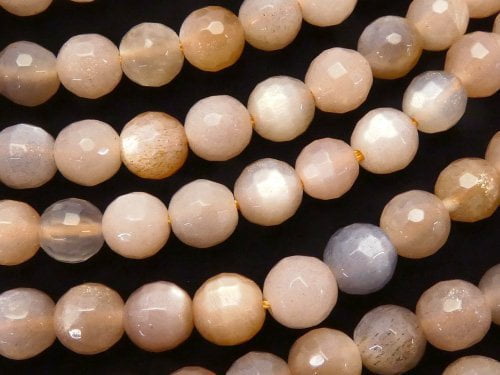 Faceted Round, Moonstone Gemstone Beads