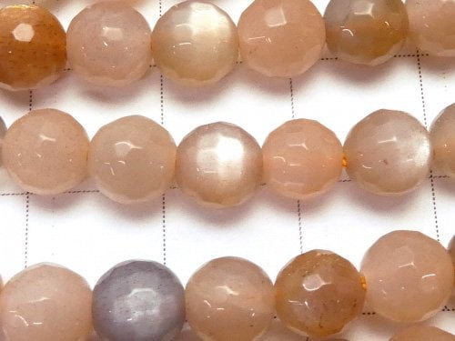 Multicolor Moonstone AAA - 128 Faceted Round 6 mm half or 1 strand beads (aprx.15 inch / 38 cm)