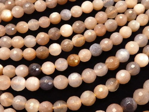 Multicolor Moonstone AAA - 128 Faceted Round 6 mm half or 1 strand beads (aprx.15 inch / 38 cm)