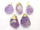 1pc $7.79! Rose Amethyst AA ++ Faceted Nugget (Rainbow) Pendant gold color 1pc