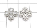 Metal Joint Parts Clover 15x12mm Silver Color (with CZ) 1pc