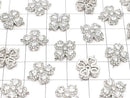 Metal Joint Parts Clover 15x12mm Silver Color (with CZ) 1pc