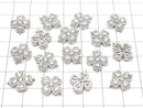 Metal Joint Parts Clover 15x12mm Silver Color (with CZ) 1pc