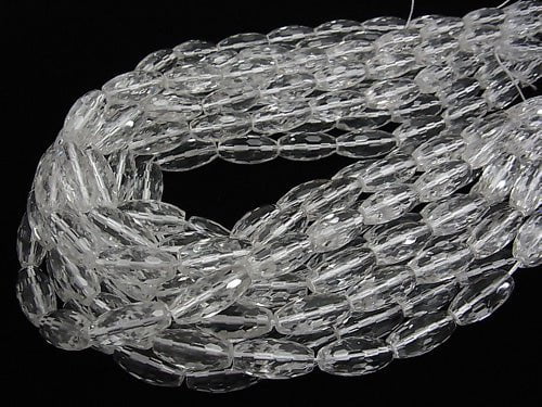 [Video] Crystal AAA Faceted Rice 20 x 10 x 10 mm half or 1 strand beads (aprx. 14 inch / 35 cm)