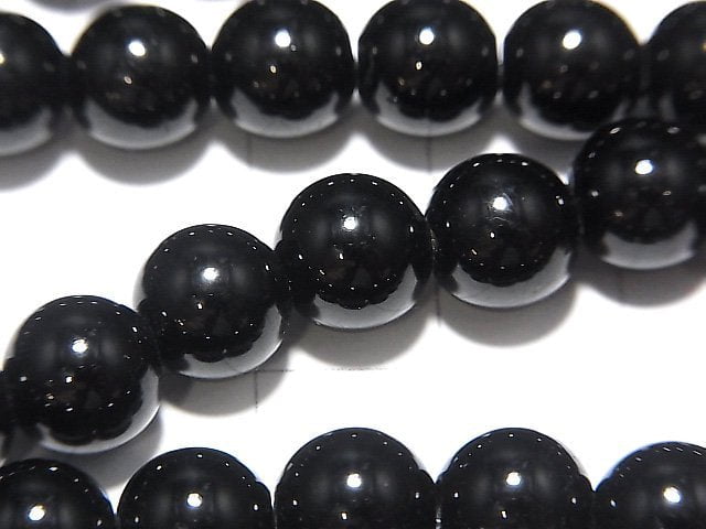 Black Tourmaline AAA Round 8mm [2mm hole] half or 1strand beads (aprx.15inch / 38cm)