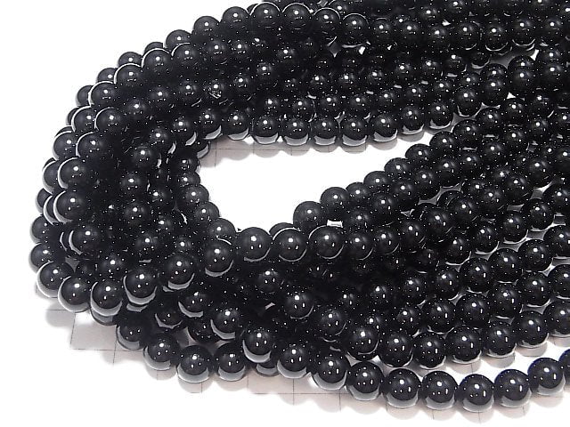 Black Tourmaline AAA Round 8mm [2mm hole] half or 1strand beads (aprx.15inch / 38cm)