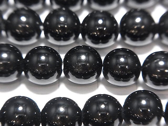 Black Tourmaline AAA Round 10 mm [2 mm hole] half or 1 strand beads (aprx.15 inch / 38 cm)