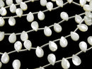 High quality White Shell (Silver-lip Oyster) AAA Faceted Pear Shape 9 x 6 x 4 mm half or 5strand (apr x 15 inch / 38 cm)
