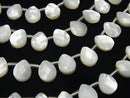 High quality White Shell (Silver-lip Oyster) AAA Faceted Pear Shape 10 x 8 x 4 mm half or 1 strand (apr x 15 inch / 38 cm)