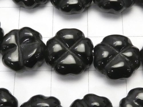 Onyx  Clover 12x12x6mm half or 1strand beads (aprx.15inch/36cm)