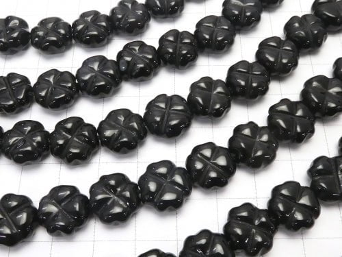 Onyx  Clover 12x12x6mm half or 1strand beads (aprx.15inch/36cm)