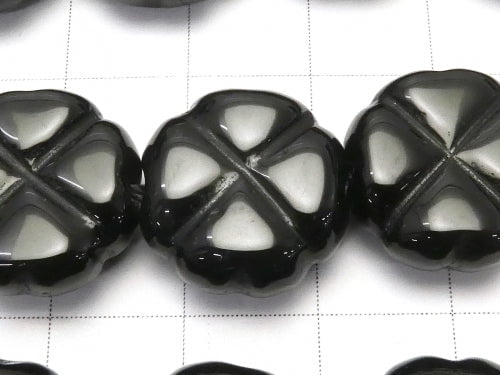 Onyx  Clover 15x15x7mm half or 1strand beads (aprx.15inch/36cm)