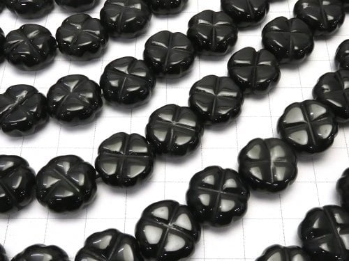 Onyx  Clover 15x15x7mm half or 1strand beads (aprx.15inch/36cm)