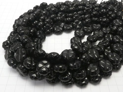 Onyx  Clover 15x15x7mm half or 1strand beads (aprx.15inch/36cm)