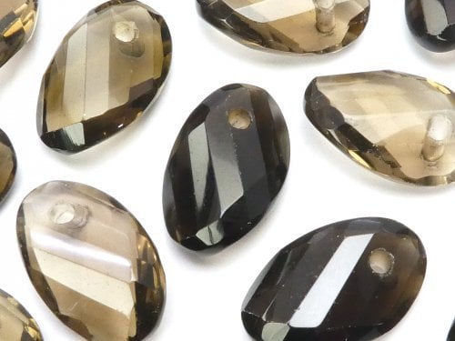 Oval, Smoky Quartz, Twist Gemstone Beads