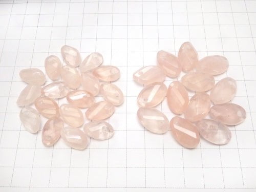 Rose Quartz AAA- Twist xMultiple Facets Faceted Oval  [16x10][19x12] 5pcs $8.79