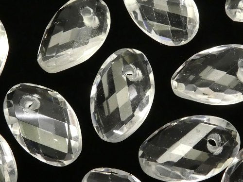 Crystal Quartz, Oval, Twist Gemstone Beads